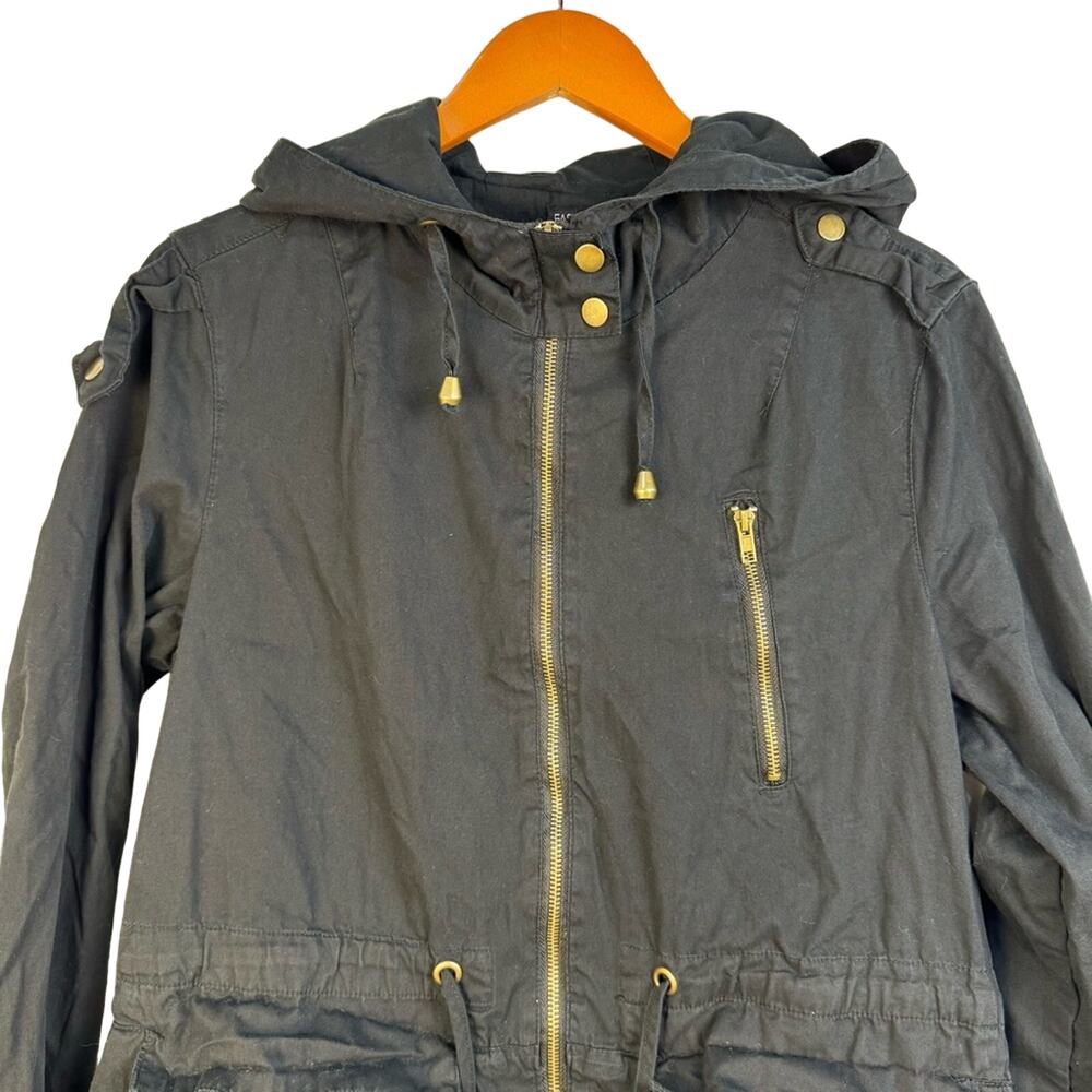 Fashion Nova Utility Cotton Field Jacket Women’s Size Large Drawstring Hooded